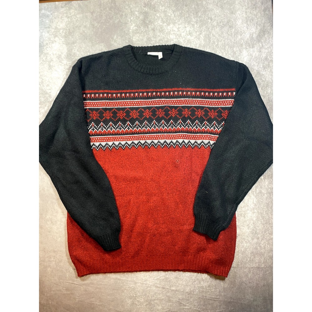Vintage Y2K Sideout Sports‎ Striped Long sleeve Sweater Black Red Large 2000s
